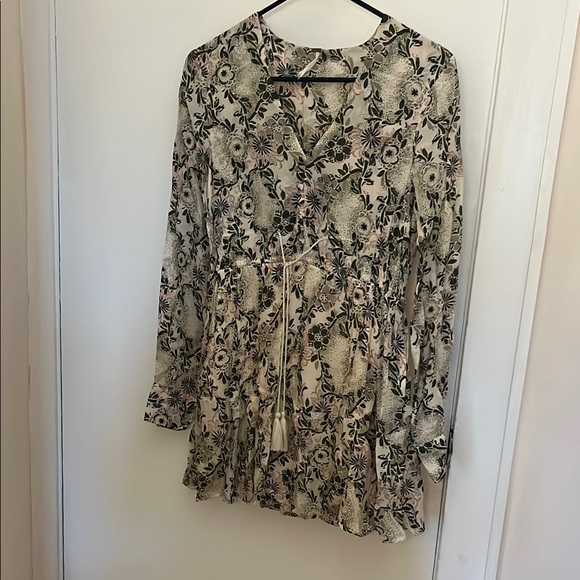 Free People Floral Mini Dress - Black and Cream - Picture 1 of 3